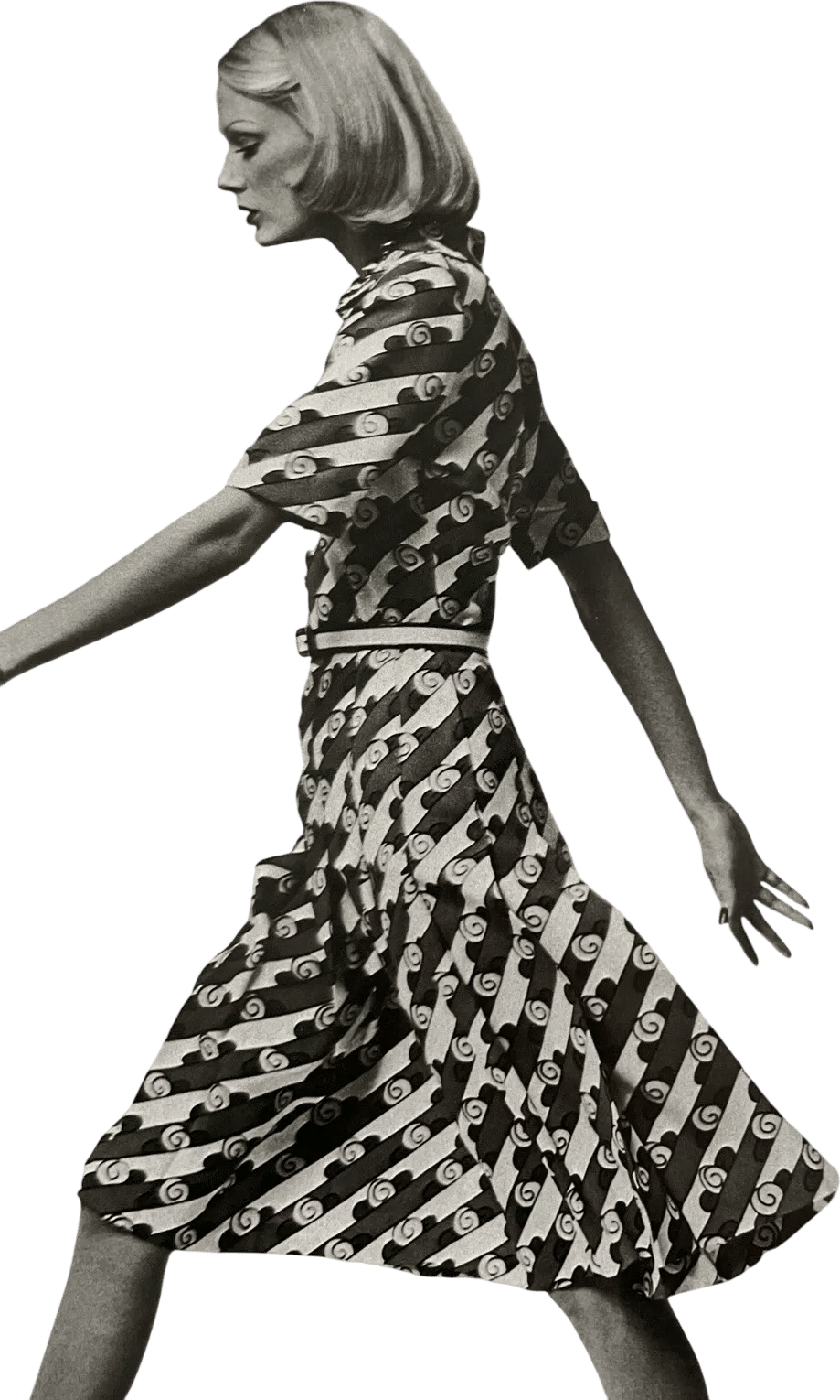 Rive Gauche Spring 1973 Silk Pleated Snail Skirt