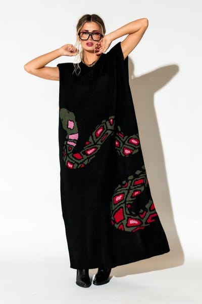Snake Oversized Knit Maxi Dress