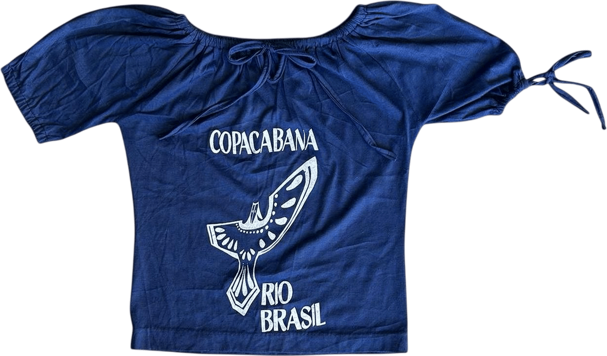 Women's Navy and Blue Crop-top