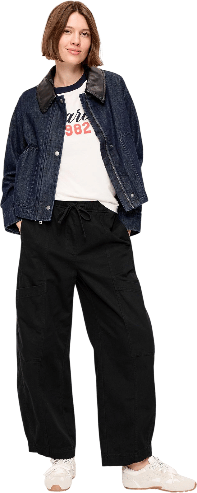 Mid-Rise Barrel-Leg Utility Pants