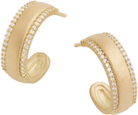 18K Yellow Gold Diamond Edged Hoop
