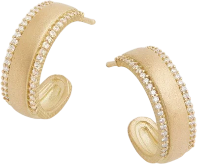 18K Yellow Gold Diamond Edged Hoop