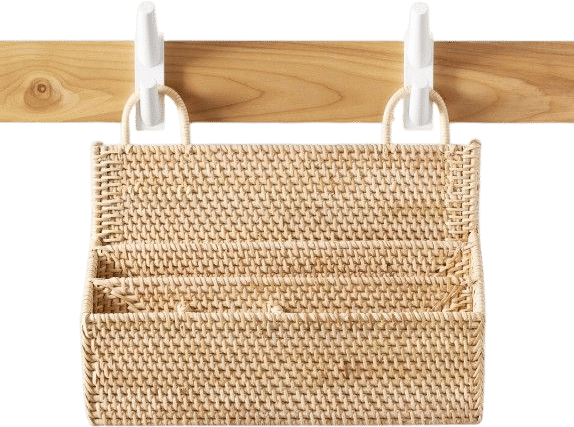 Hold Everything Rattan Hanging Mail Basket