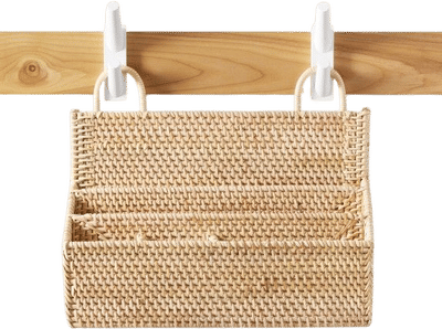 Hold Everything Rattan Hanging Mail Basket