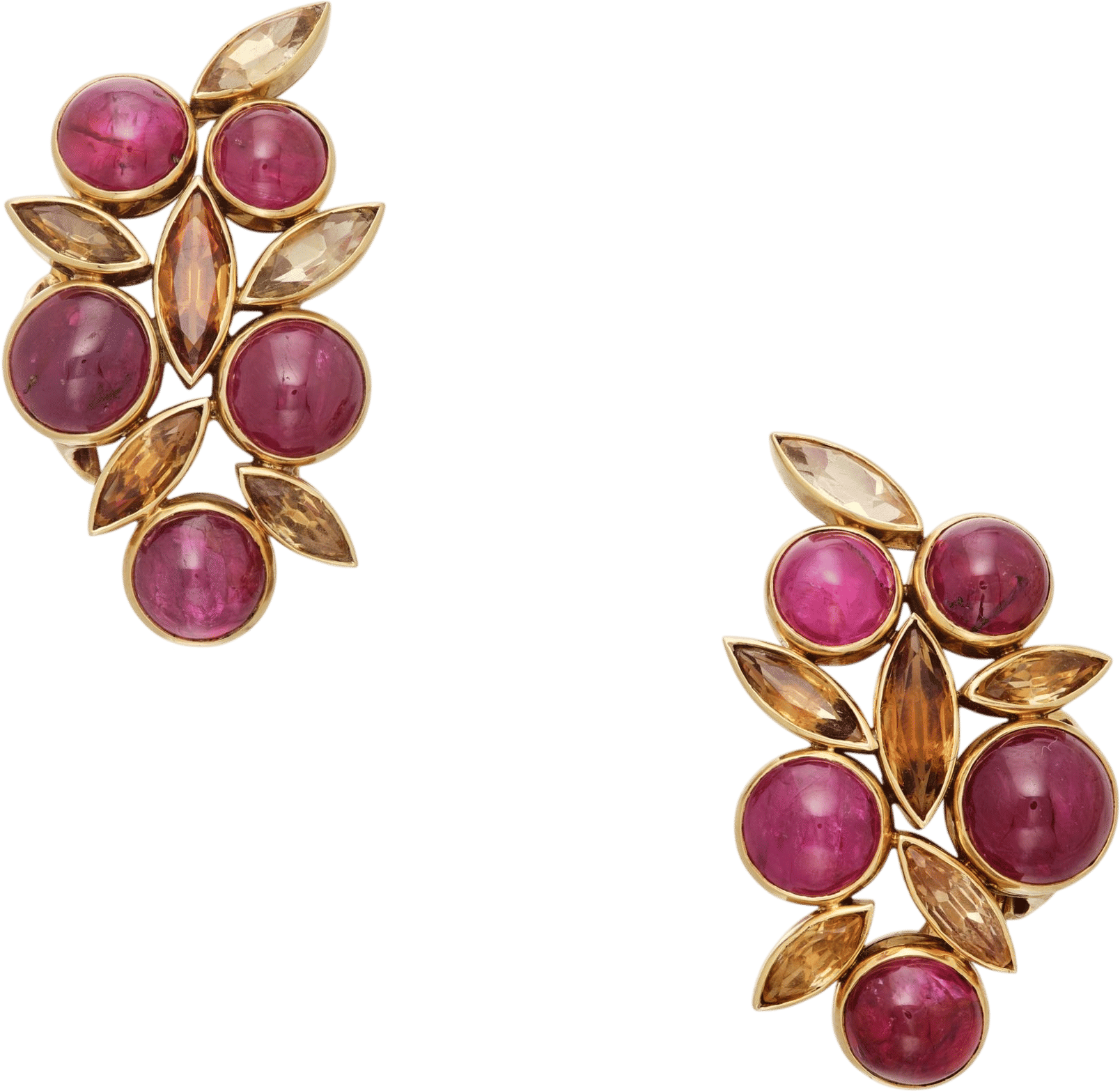 Suzanne Belperron Pair of Ruby and Citrine Earclips (1942-1955)