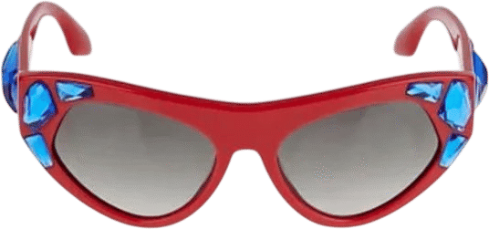 Prada 21QS Voice Sunglasses Red with Blue Crystals