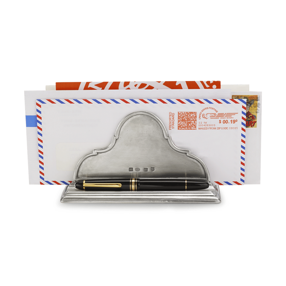pewter letter stand (with pen rest)