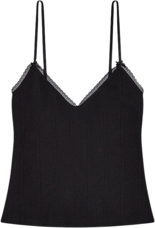Cou Cou Intimates The Long Cami: Black Pointelle