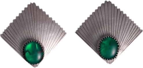 Vintage Sterling Silver Mexico Green Stone Earrings | Khata Space