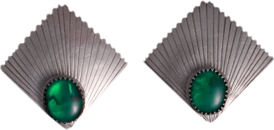 Vintage Sterling Silver Mexico Green Stone Earrings