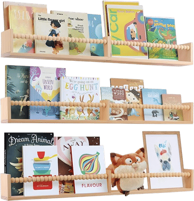 Beaded Wall-Mounted Kids Bookshelf