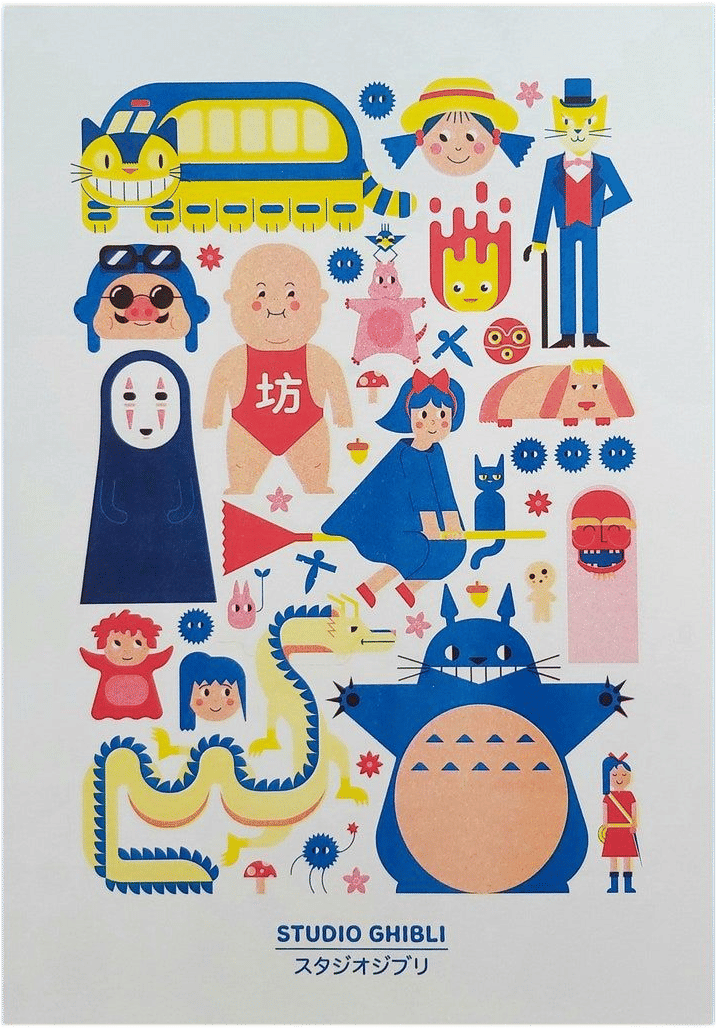 Studio Ghibli-Inspired A3 Riso Art Print