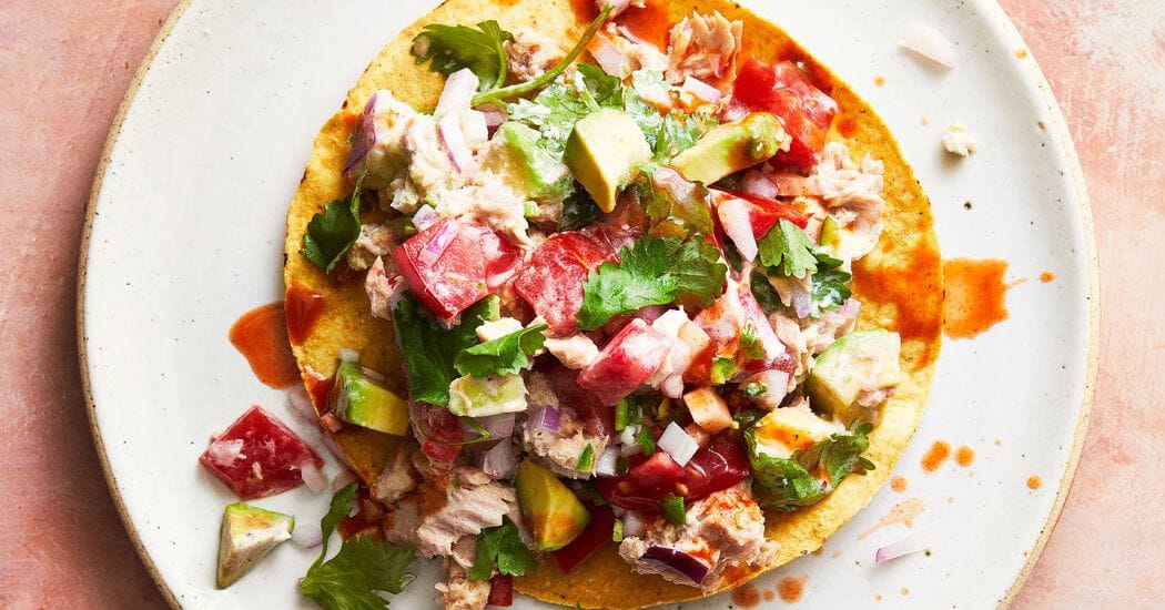 Spicy Tuna and Avocado Tostadas Recipe