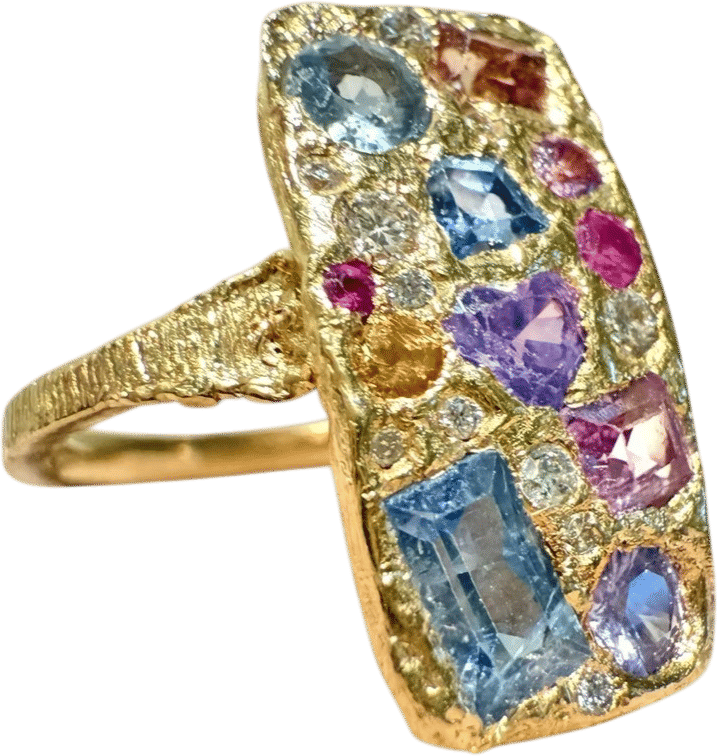 Kaleidoscope Rectangular Abstract Art Ring