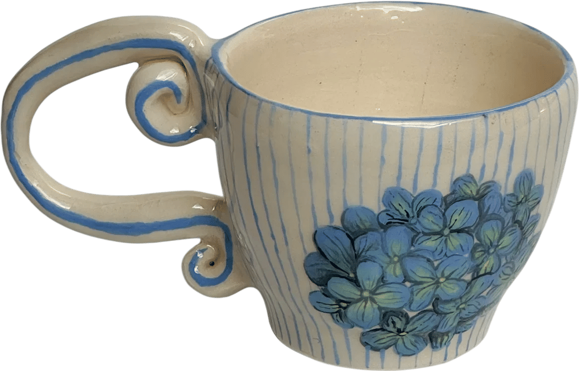 Operose Store periwinkle hydrangea ceramic mug
