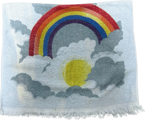 Vintage Cannon 70s Hand towel Rainbow Retro Cotton Fringe Terry