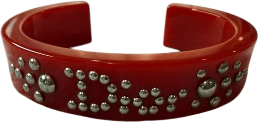 Vintage Christian Dior Red Studded Cuff Bracelet