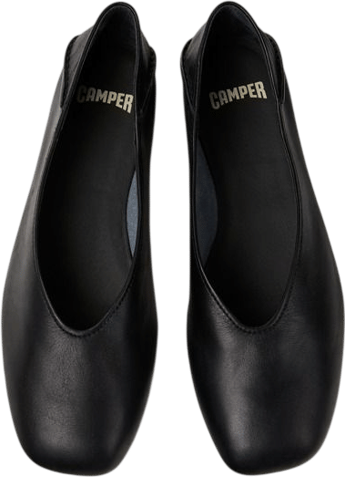 Casi Myra Black Leather Ballerinas