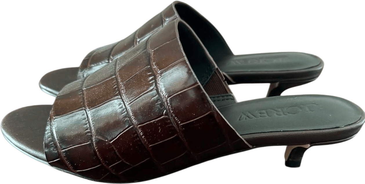 J.Crew Brown Crocodile Leather Slides