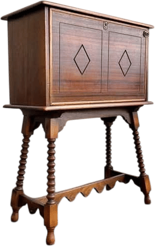 Antique Jacobean Revival Drop-Front Secretary Desk