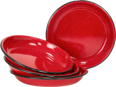 Round Enamelware Camping Plates (Set of 4)
