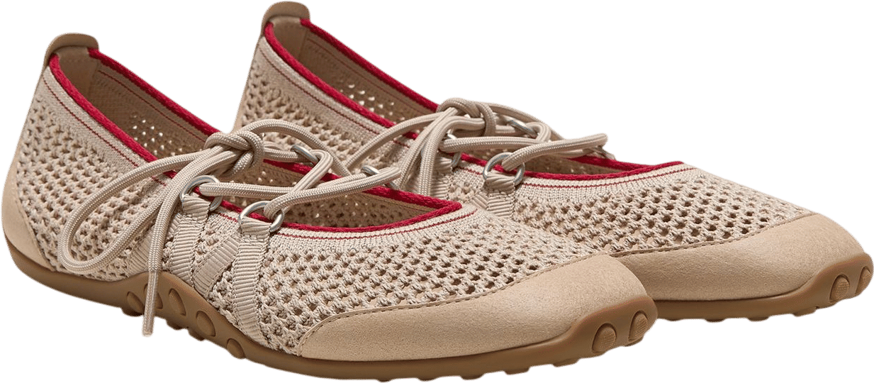 Square-Toe Hybrid Mesh Mary Janes (Cecily), Almond Mesh, EU37