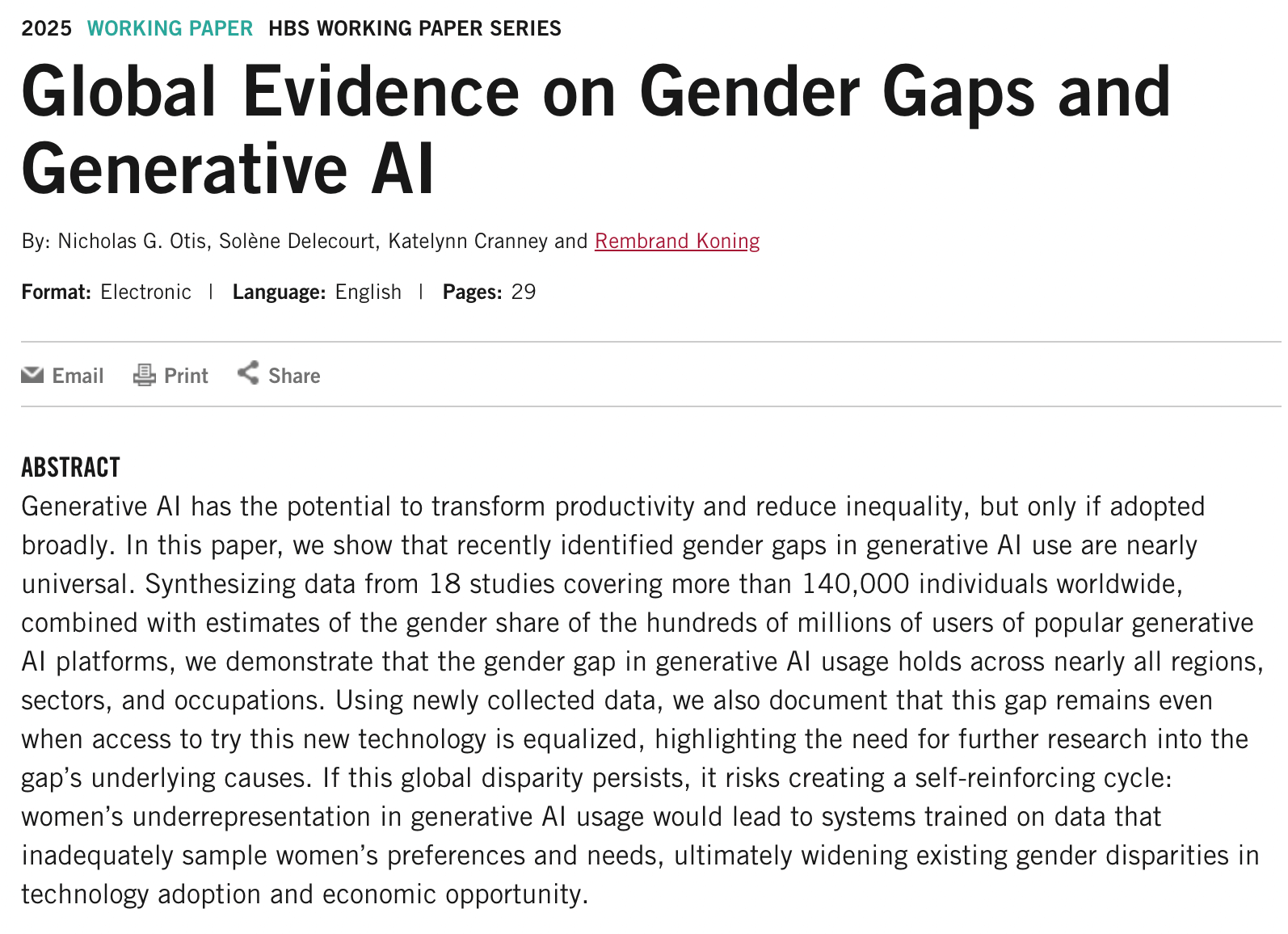 Global Evidence on Gender Gaps and Generative AI
