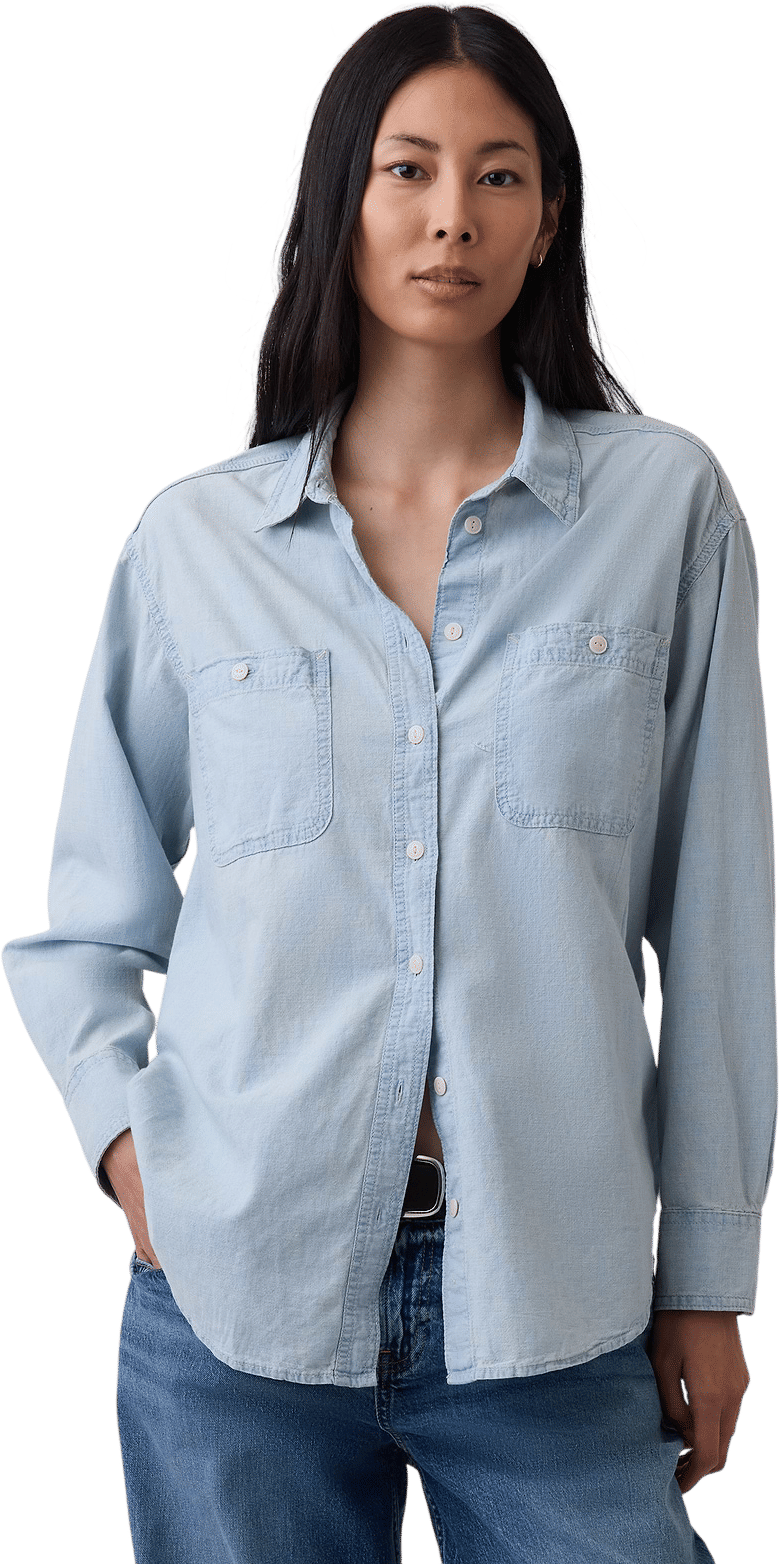 Gap denim big shirt in light indigo