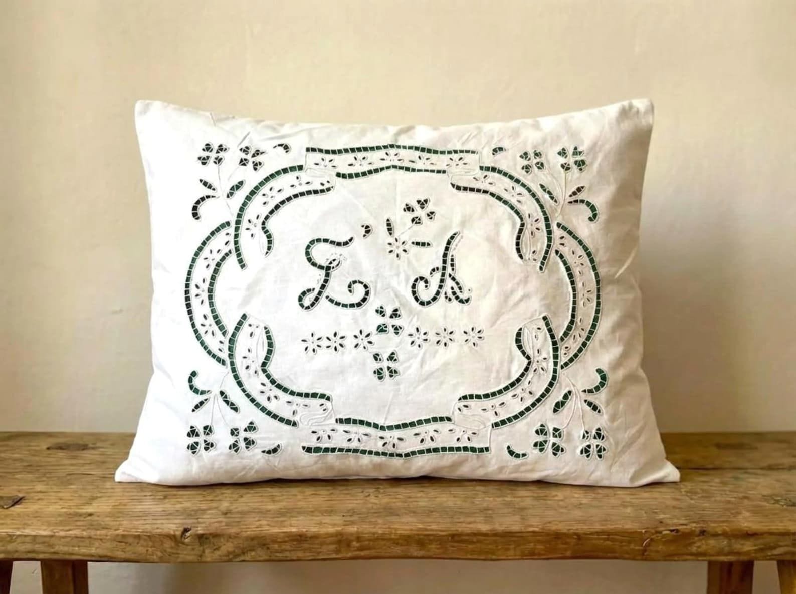 Custom Linen Monogram Pillow Cover