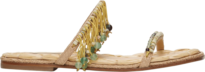 Dries Van Noten - Beige Embellished Raffia Sandals