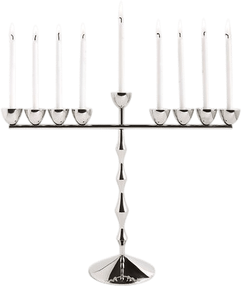 Beaded Polished Chrome Metal Menorah