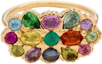 Feu d'artifice Sapphire, Emerald and Tourmaline Ring