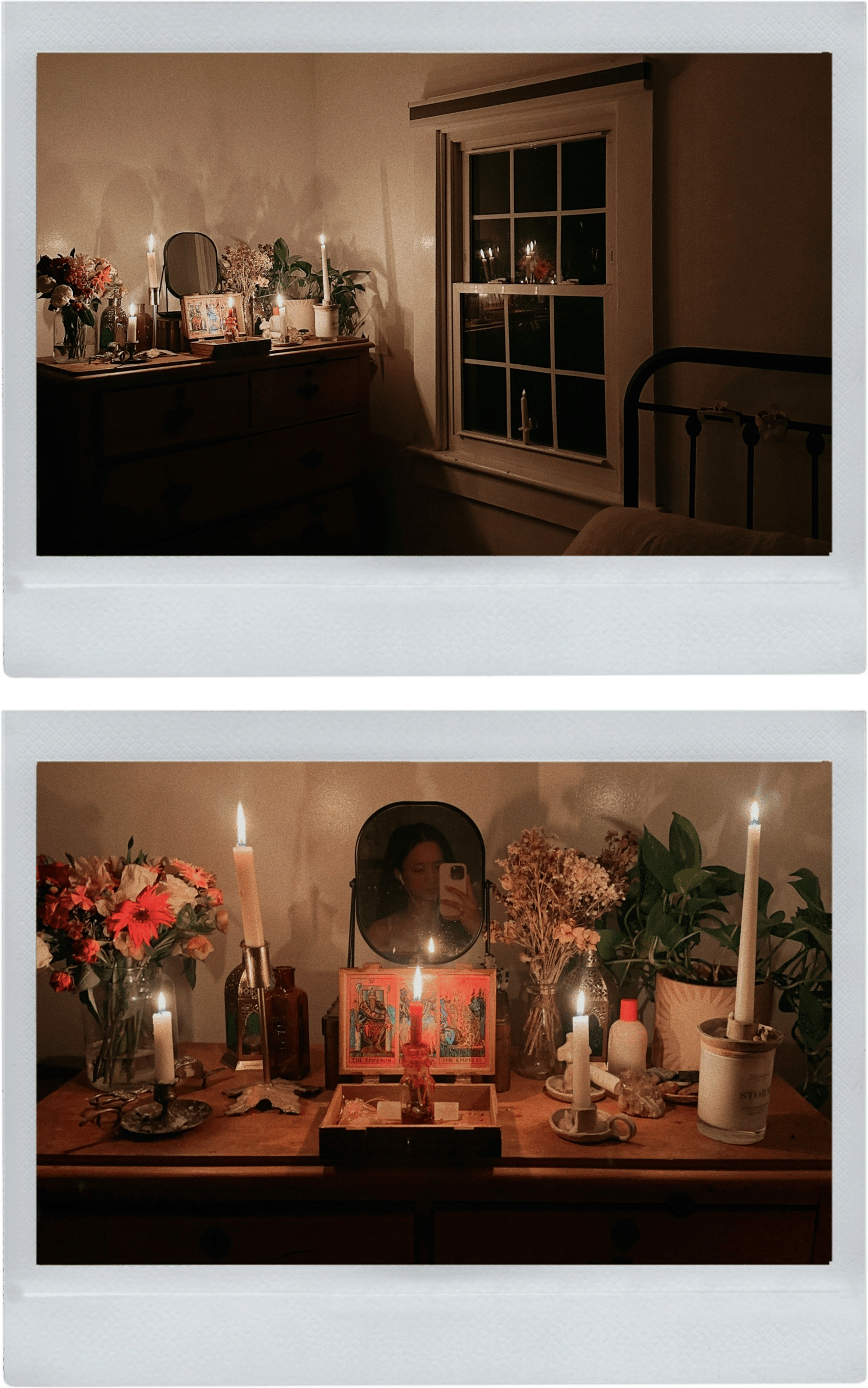 a candle-lit bedroom
