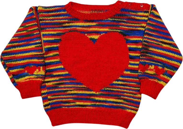 Kids Toddler Vintage Handmade Rainbow Big Heart Pattern Knit Sweater / 3T 4T 5T - Etsy
