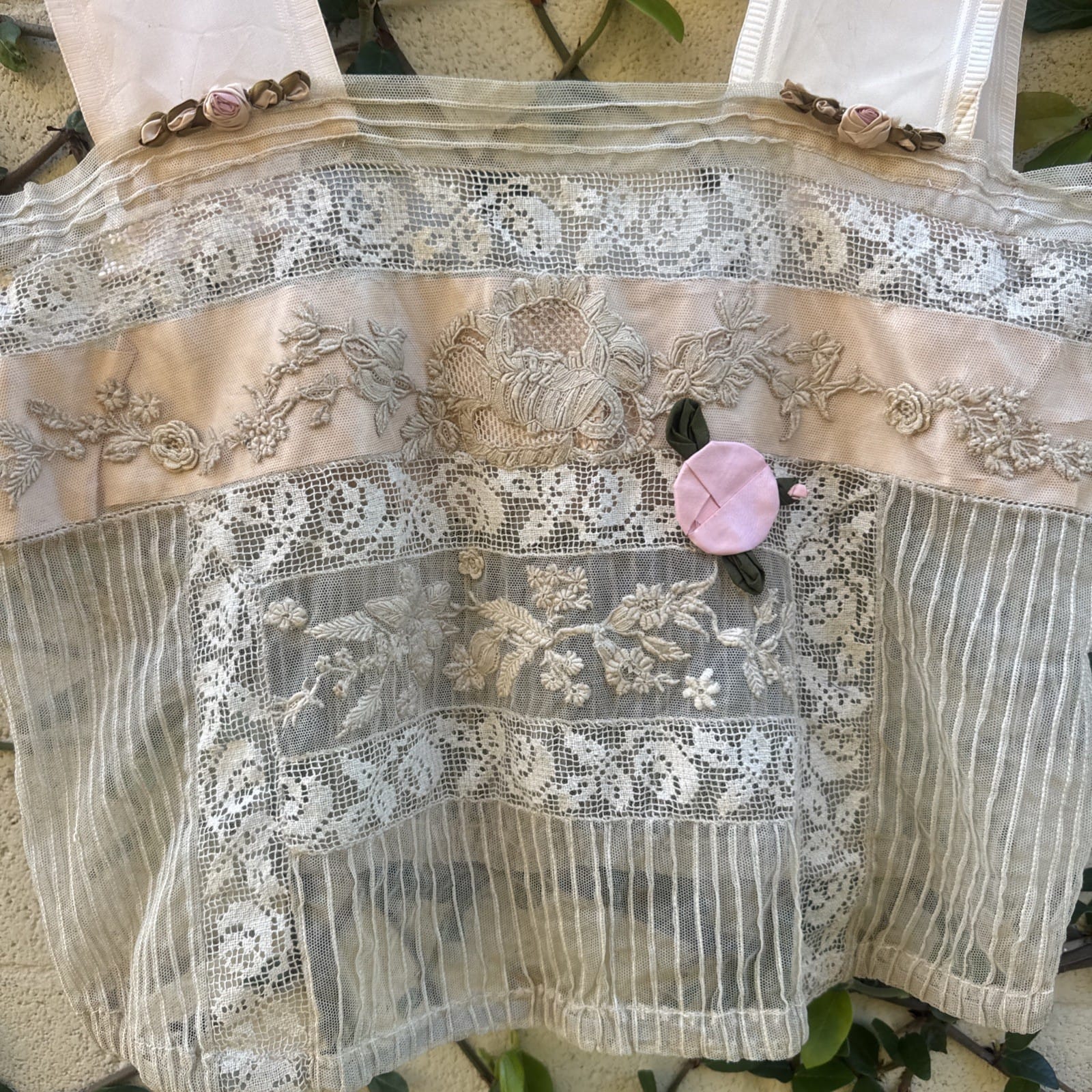 Edwardian mixed lace corset cover