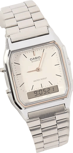 Casio AQ230A-7D Duo Watch Silver