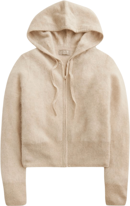 Brushed cashmere zip-up sweatshirt