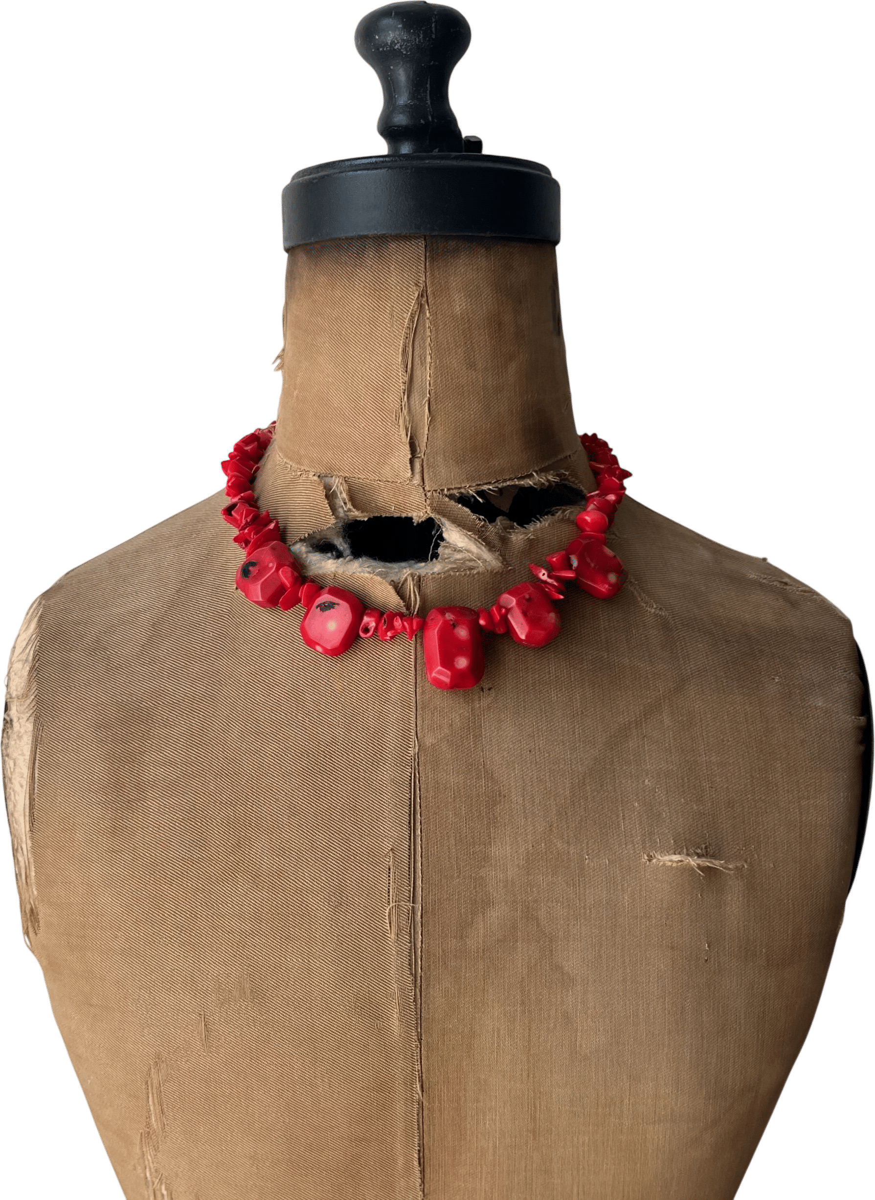 Vintage Coral Pendant Beaded Necklace