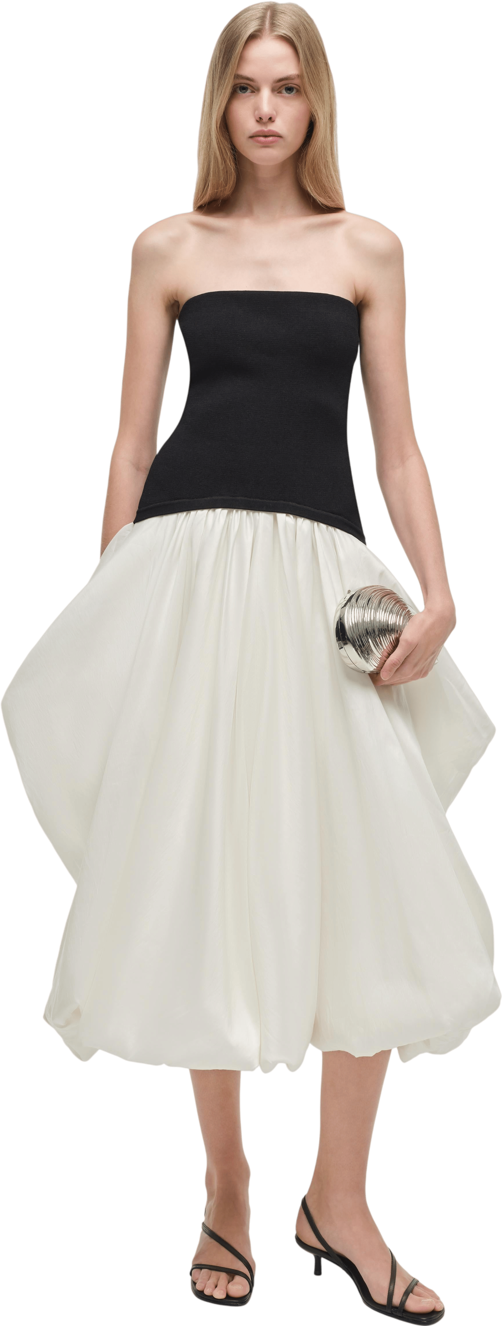 Izzy Strapless Taffeta Midi Dress