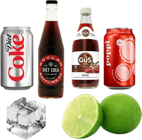 diet coke (or cola) with an entire lime over ice