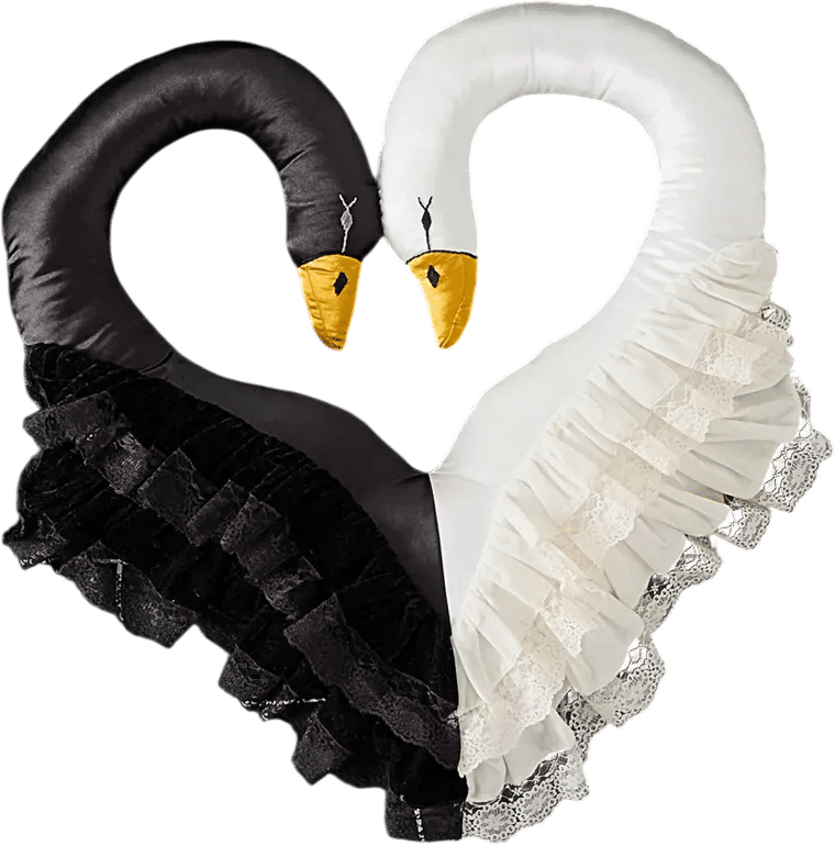 Swan Lake Ruffled Satin Throw Pillow