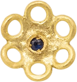 18K Yellow Gold Flower Stud Earrings with Black Diamond