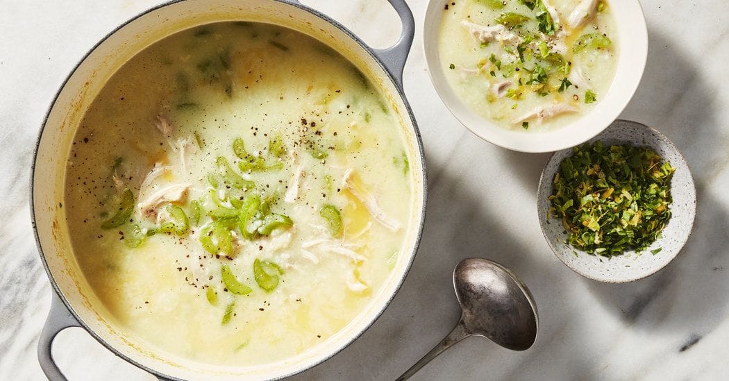 Chicken and Rice Soup with Parsley and Lemon