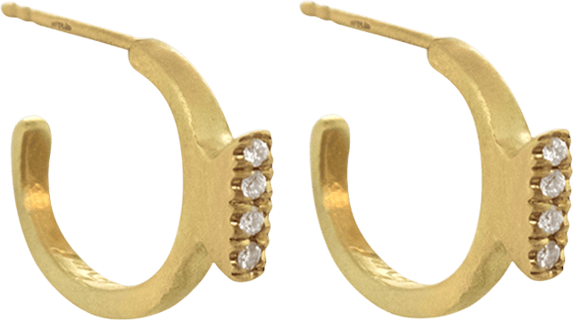 Gold Rosh Gypsy Earrings with Four Diamonds
