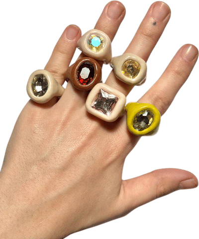 Polymer Clay Ring With Crystals