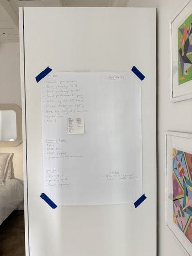 Having a huge to-do list taped to the wall