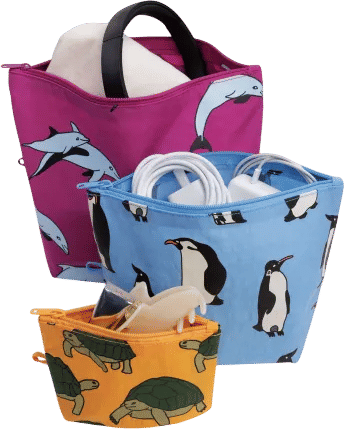 Baggu Go Pouch Set Vacation Animals