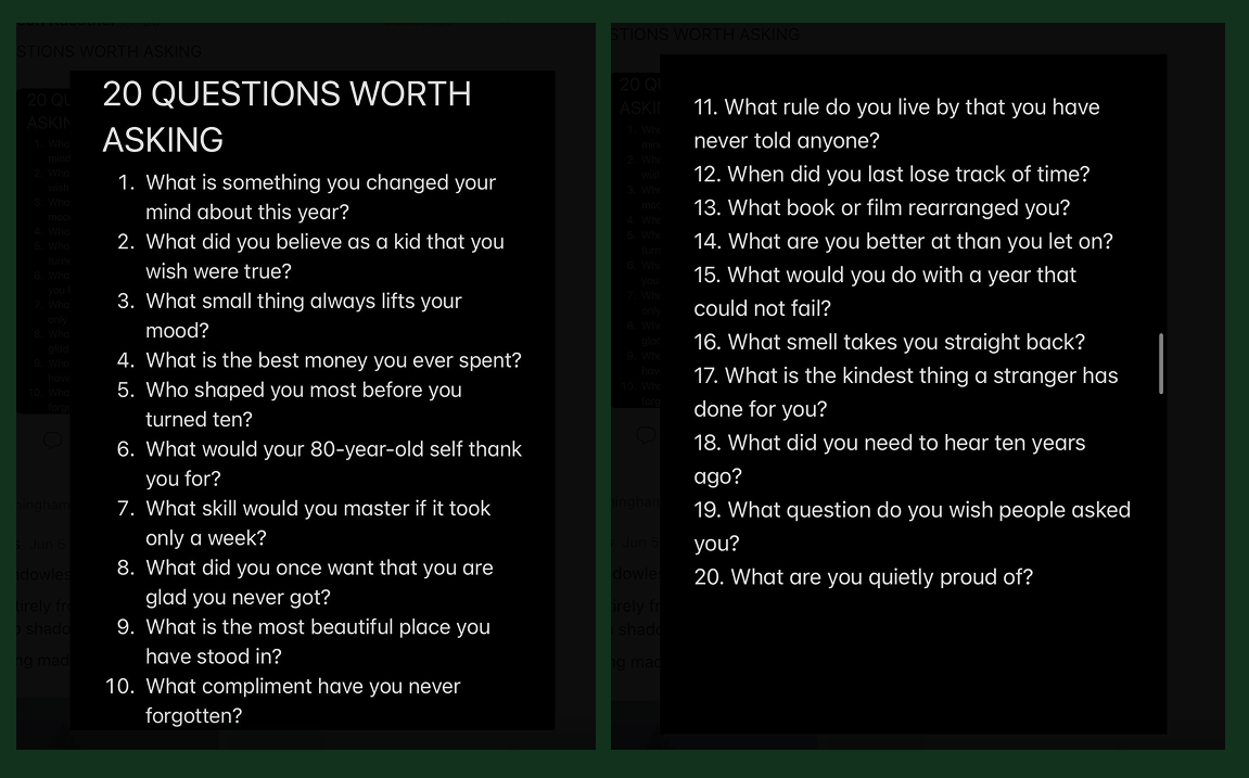 20 Questions to Ask Yourself