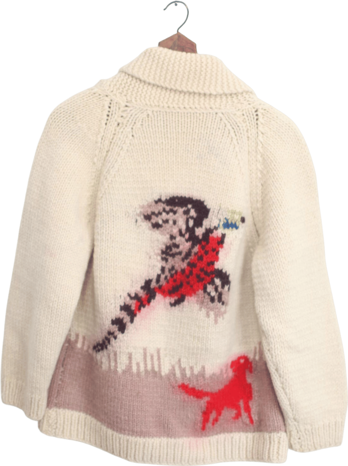 vintage 50s mallard duck hunter knit cardigan cowchican sweater M