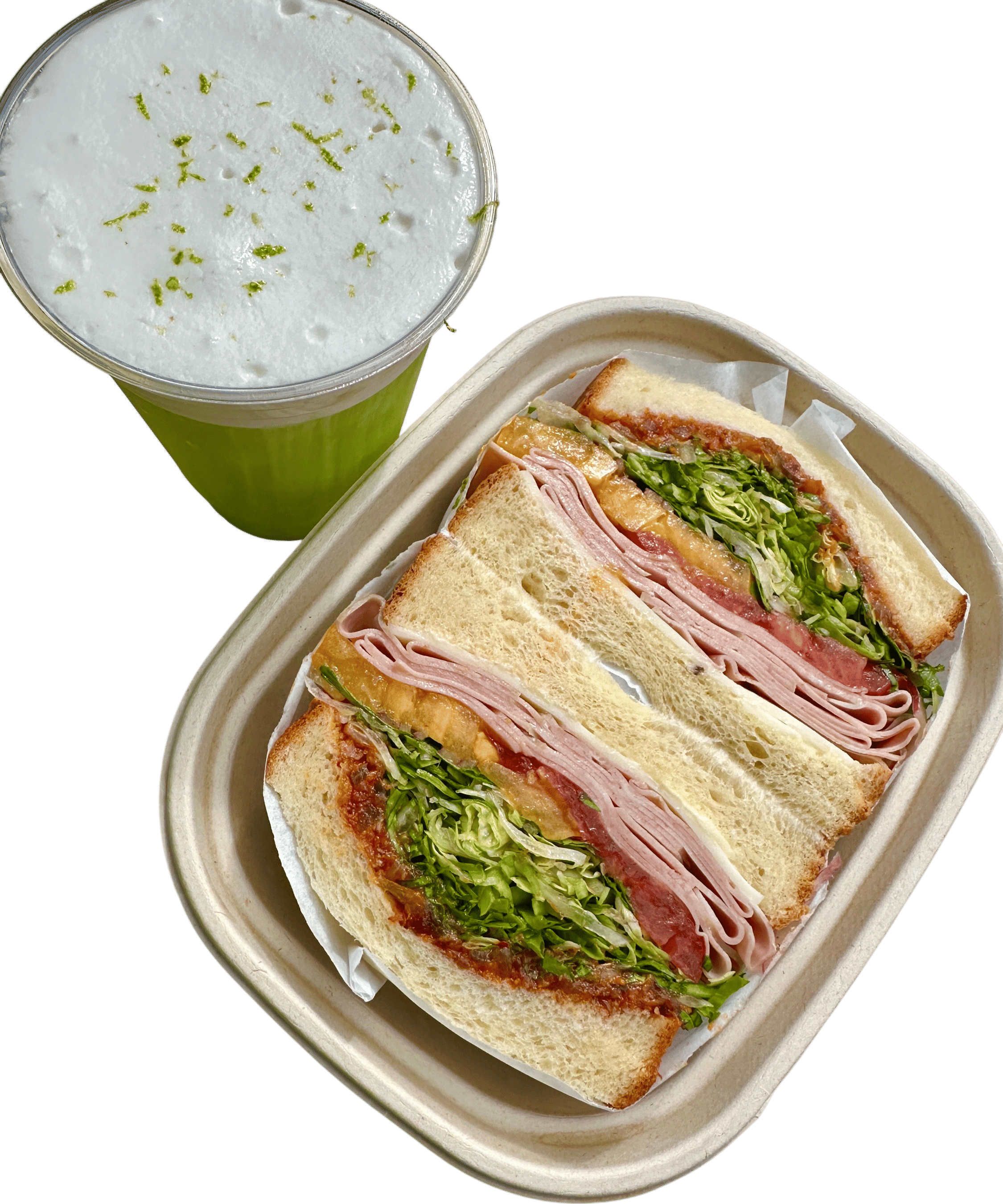 Breadbelly’s Tomato Morty Sandwhich & Cocomelon Drink
